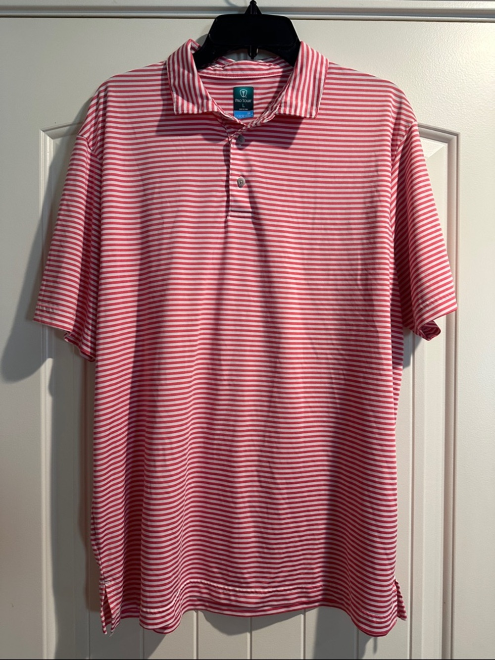 Pro Tour Coral & White Striped Polo Shirt
